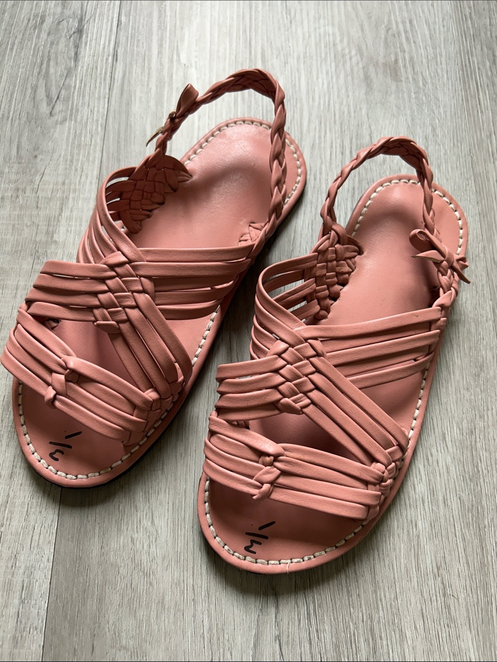 Women’s Braided Strappy Sandals - Coral Pink - Mexican sandals